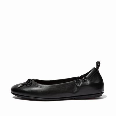 Ballerine Fitflop ALLEGRO Bow Leather Femme Noir | AZD-703681