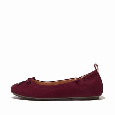 Ballerine Fitflop ALLEGRO Bow Suede Femme Bordeaux | IBG-083415