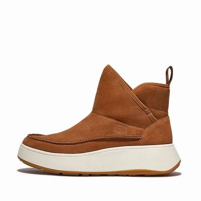 Baskets Fitflop F-MODE Nubuck-Mix Flatform Bootie Femme Marron Clair | PSW-724693