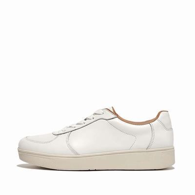 Baskets Fitflop RALLY Leather Panel Femme Blanche | IHF-802613