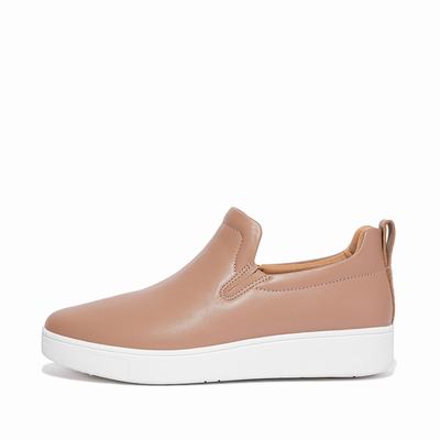 Baskets Fitflop RALLY Leather Skate Femme Beige | IGO-153247