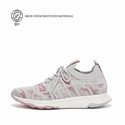 Baskets Fitflop VITAMIN FF E01 Camo Knit Sports Femme Rose | LRI-078952