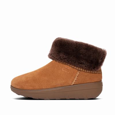 Bottes D'hiver Fitflop MUKLUK SHORTY Shearling-Lined Suede Femme Marron | JKC-648925