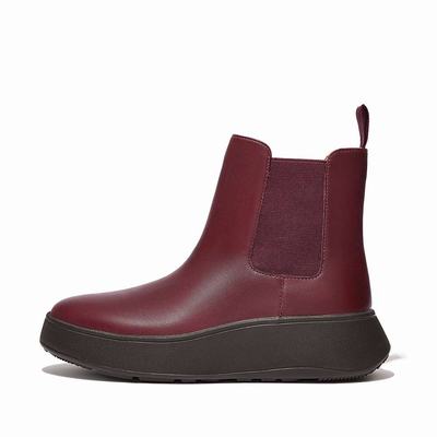 Bottines Chelsea Fitflop F-MODE Leather Flatform Femme Bordeaux | SVD-037165