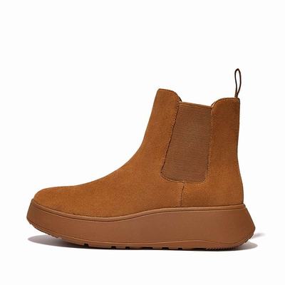 Bottines Chelsea Fitflop F-MODE Suede Flatform Femme Marron Clair | LSJ-847260