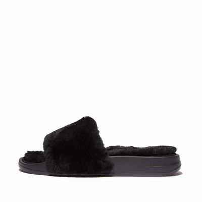 Chaussons Fitflop IQUSHION Shearling Femme Noir | KQY-362917