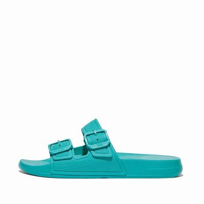 Claquette Fitflop IQUSHION Two-Bar Buckle Femme Bleu | DEG-294170