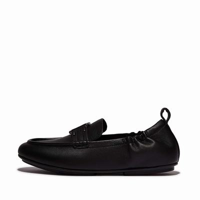 Loafers Fitflop ALLEGRO Stud-Buckle Leather Femme Noir | RSP-579218