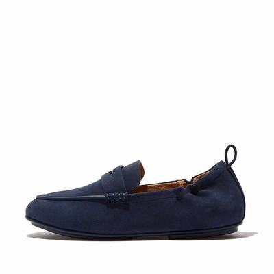 Loafers Fitflop ALLEGRO Suede Penny Femme Bleu Marine | XLP-743956