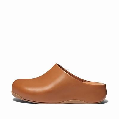 Sabots Fitflop SHUV Leather Femme Marron Clair | HDS-276495