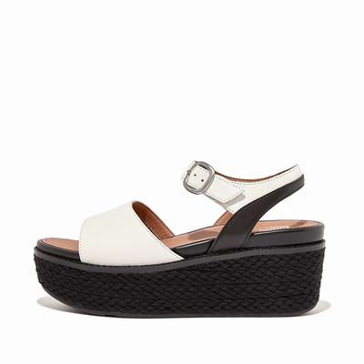 Sandales Compensées Fitflop ELOISE Espadrille Leather Femme Blanche | UQH-836291