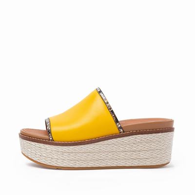 Sandales Fitflop ELOISE Snake Trim Espadrille Slides Femme Orange Jaune | MVN-107946