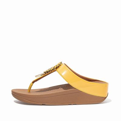 Sandales Fitflop FINO Jungle Leaf Vernis Femme Orange Jaune | MVG-351862