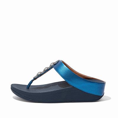 Sandales Fitflop FINO Sparkle Toe-Post Femme Bleu | TYW-867135