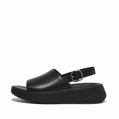 Sandales Fitflop F-MODE Leather Flatform Back-Strap Femme Noir | MDS-352907