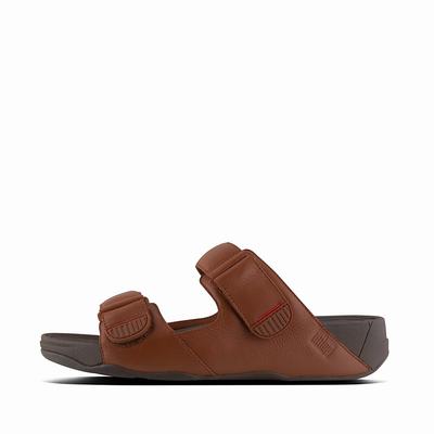 Sandales Fitflop GOGH Leather Homme Marron Foncé | SBC-527604