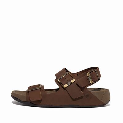 Sandales Fitflop GOGH MOC Buckle Nubuck Homme Marron | HWI-953172