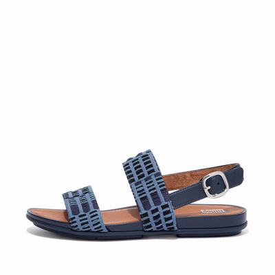 Sandales Fitflop GRACIE Art-Denim Backstrap Femme Bleu Marine | ADF-679015