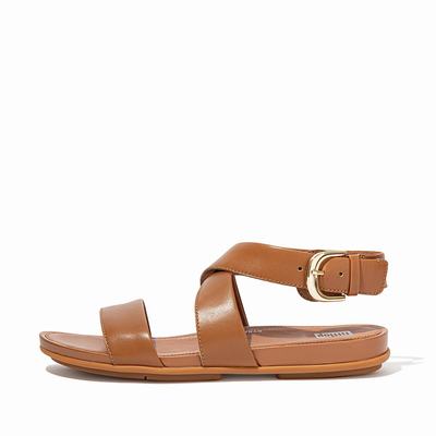 Sandales Fitflop GRACIE Buckle Leather Ankle-Strap Femme Marron Clair | CXN-152896