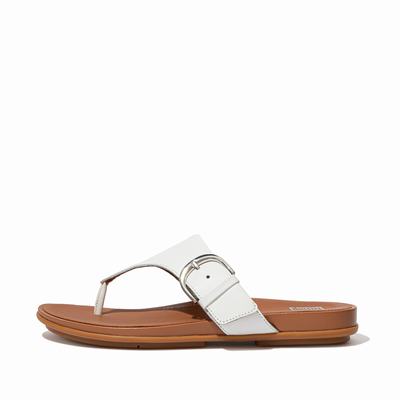 Sandales Fitflop GRACIE Buckle Leather Toe-Post Femme Blanche | SUX-401382