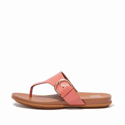 Sandales Fitflop GRACIE Buckle Leather Toe-Post Femme Rose | ZRF-624910