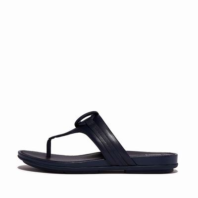 Sandales Fitflop GRACIE Circlet Leather Toe-Post Femme Bleu Marine | AZT-482317