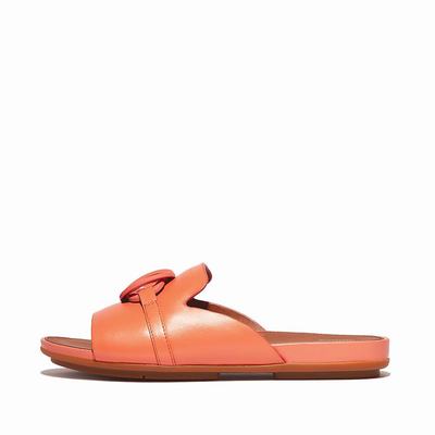 Sandales Fitflop GRACIE Circlet Leather Slides Femme Orange Corail | FGW-342869