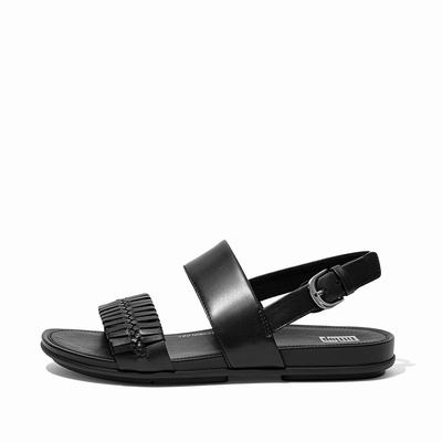 Sandales Fitflop GRACIE Wrapped Weave Back-Strap Femme Noir | TBD-259084