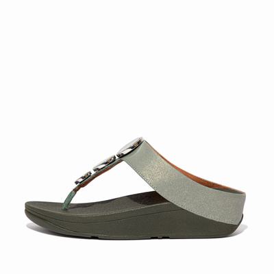 Sandales Fitflop HALO Shimmer Toe-Post Femme Vert | PMD-954832