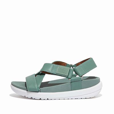 Sandales Fitflop LOOSH Leather Cross-Strap Femme Vert | GJR-354692