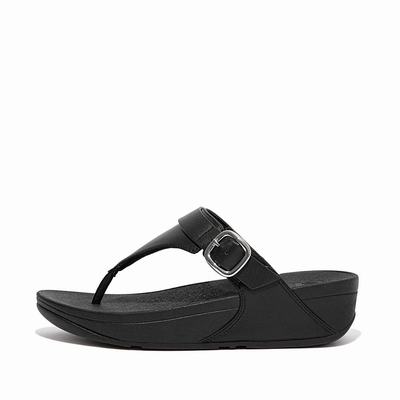 Sandales Fitflop LULU Adjustable Leather Toe-Posts Femme Noir | PYG-431087