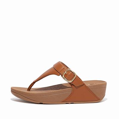 Sandales Fitflop LULU Adjustable Leather Toe-Posts Femme Marron Clair | RGI-450372