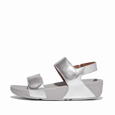 Sandales Fitflop LULU Adjustable Leather Femme Argent | UQB-395746