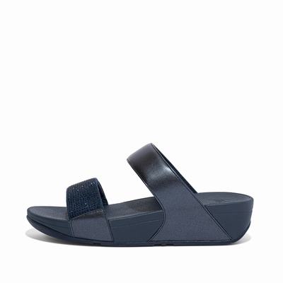 Sandales Fitflop LULU Crystal Slides Femme Bleu Marine | ACR-582034