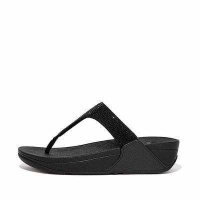 Sandales Fitflop LULU Crystal Toe-Post Femme Noir | BHR-021438