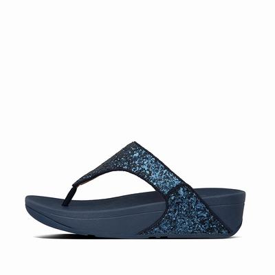 Sandales Fitflop LULU Glitter Toe-Post Femme Bleu Marine | UEL-829451