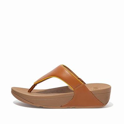 Sandales Fitflop LULU Pop Binding Leather Sandals Femme Marron Clair Orange Jaune | AUQ-870365