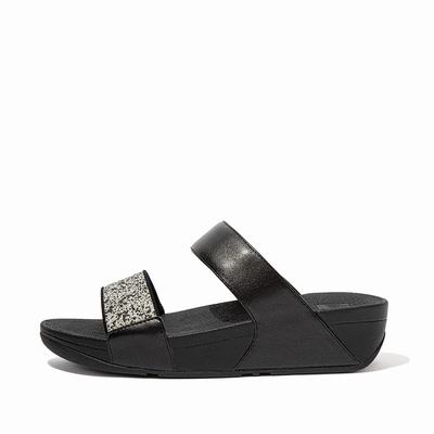 Sandales Fitflop LULU Shimmer Splash Slides Femme Noir | IJU-814397