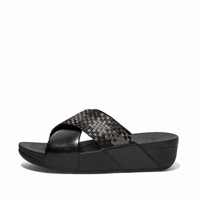 Sandales Fitflop LULU Silky Weave Cross Slides Femme Noir | GWL-071658