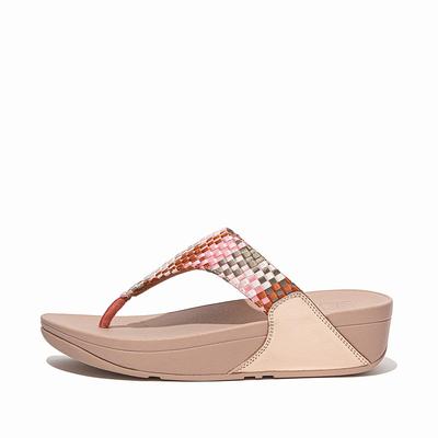 Sandales Fitflop LULU Silky Weave Toe-Post Femme Corail Rose | BHL-473016