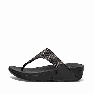 Sandales Fitflop LULU Silky Weave Toe-Post Femme Noir | XIR-453268