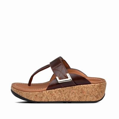 Sandales Fitflop REMI Adjustable Leather Femme Chocolat Marron | LOT-247306