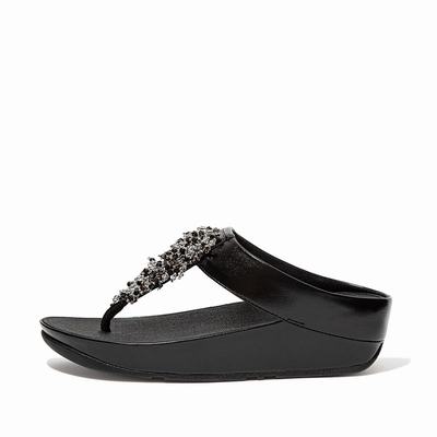 Sandales Fitflop RUMBA Beaded Toe-Post Femme Noir | AYV-478192