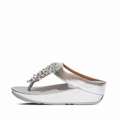 Sandales Fitflop RUMBA Beaded Toe-Post Femme Argent | VJT-417065