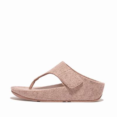 Sandales Fitflop SHUV E01 Adjustable Felt Toe-Post Femme Beige | AER-069412