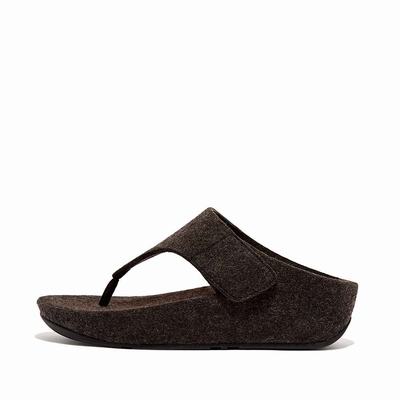 Sandales Fitflop SHUV E01 Adjustable Felt Toe-Post Femme Noir | NCM-823159