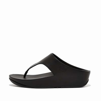 Sandales Fitflop SHUV Leather Toe-Post Femme Noir | QAL-032847