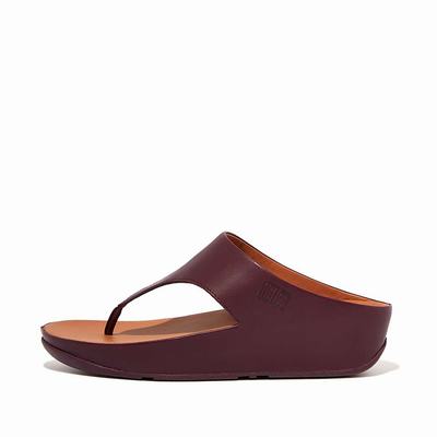 Sandales Fitflop SHUV Leather Toe-Post Femme Bordeaux | SAR-582406