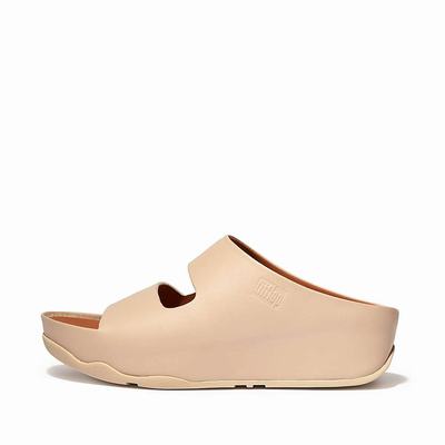 Sandales Fitflop SHUV Two-Bar Leather Slides Femme Grise Beige | MWK-735206