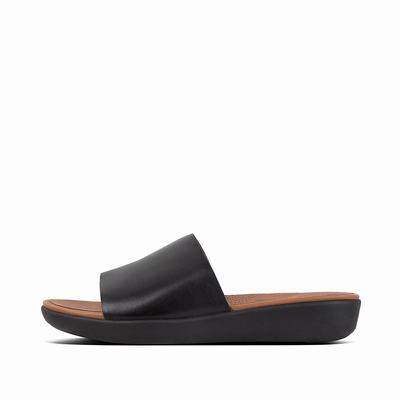 Sandales Fitflop SOLA Leather Slides Femme Noir | WLC-815762